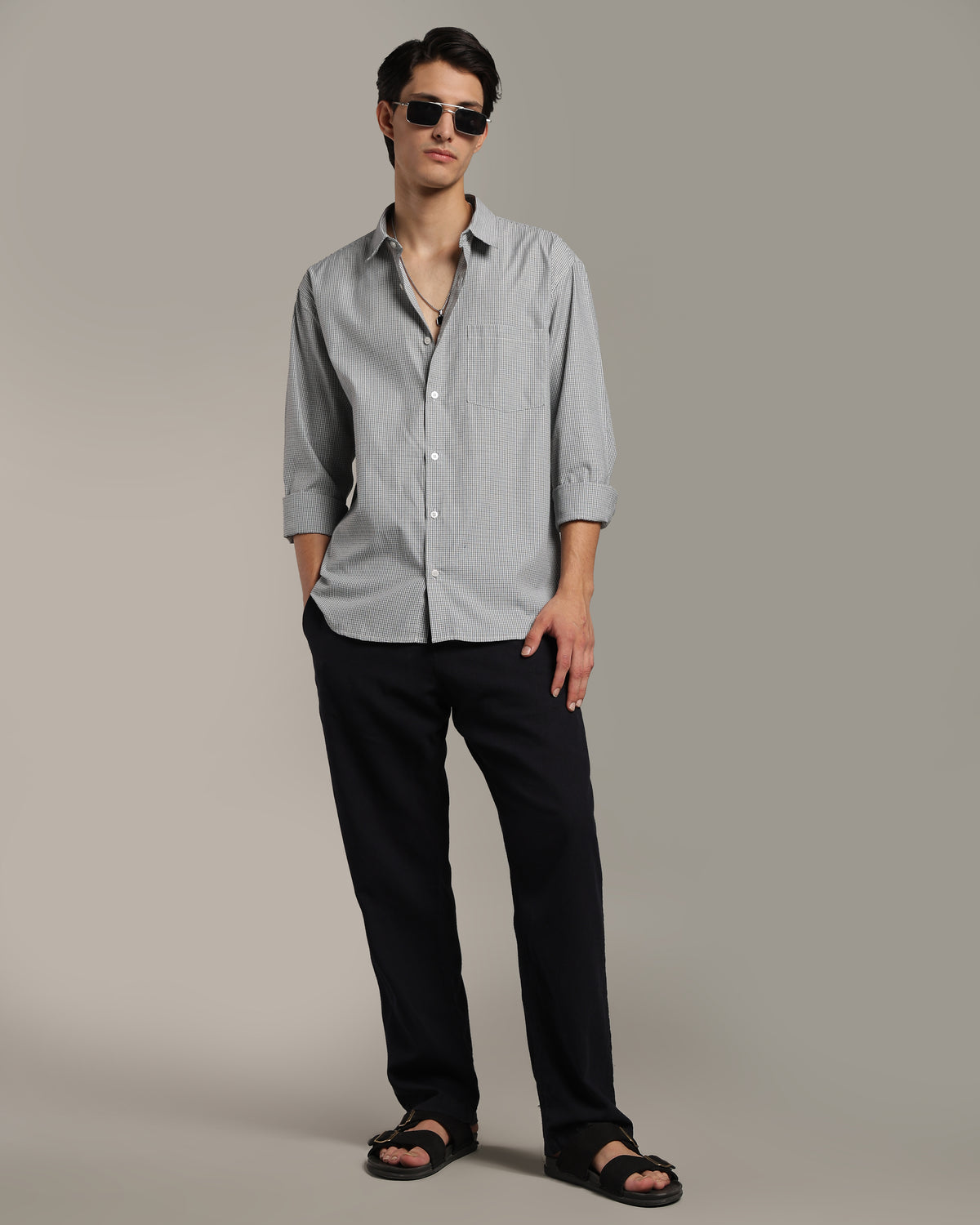 Silver Grey Poplin Shirt