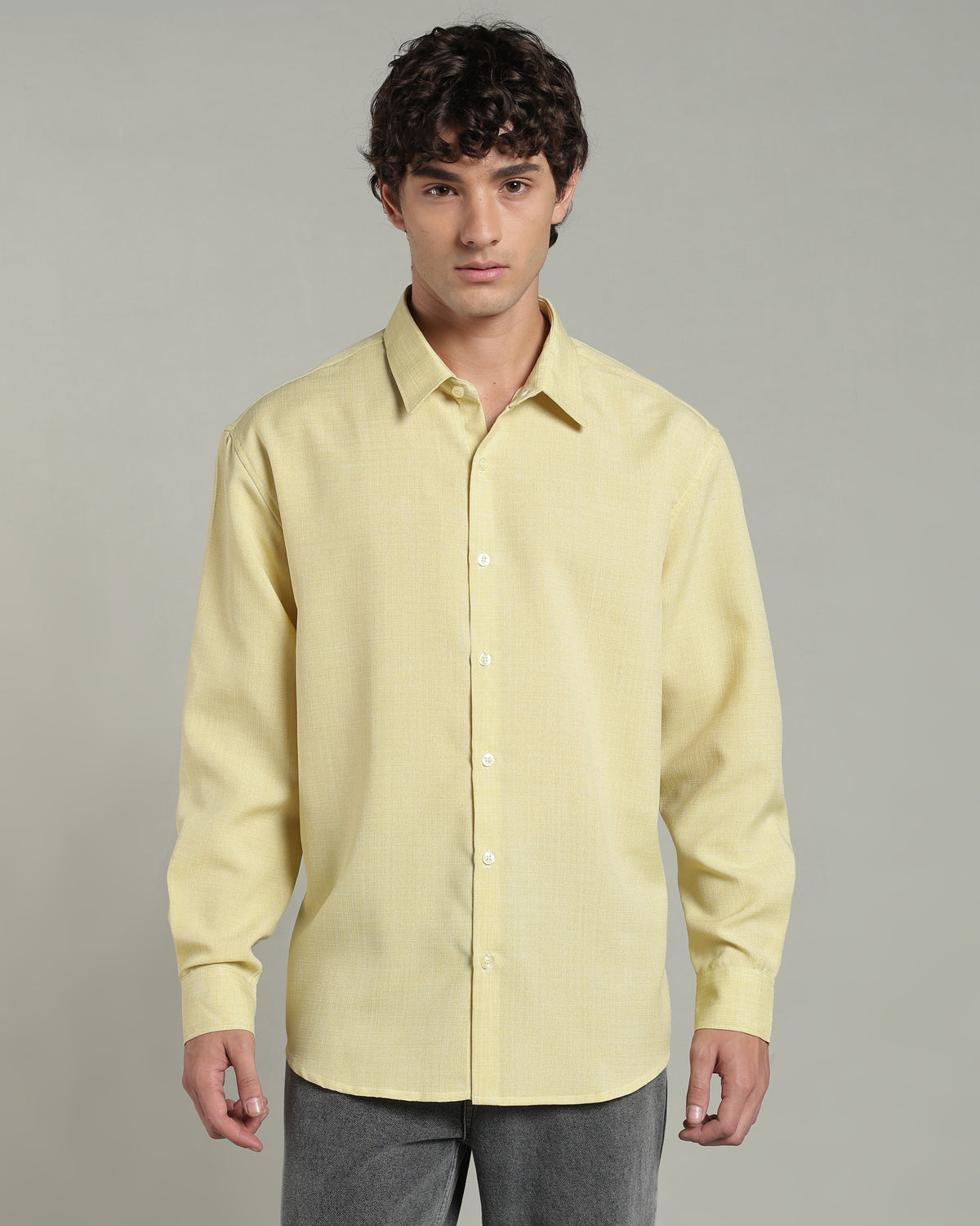 Lemon Yellow Textured Shirt