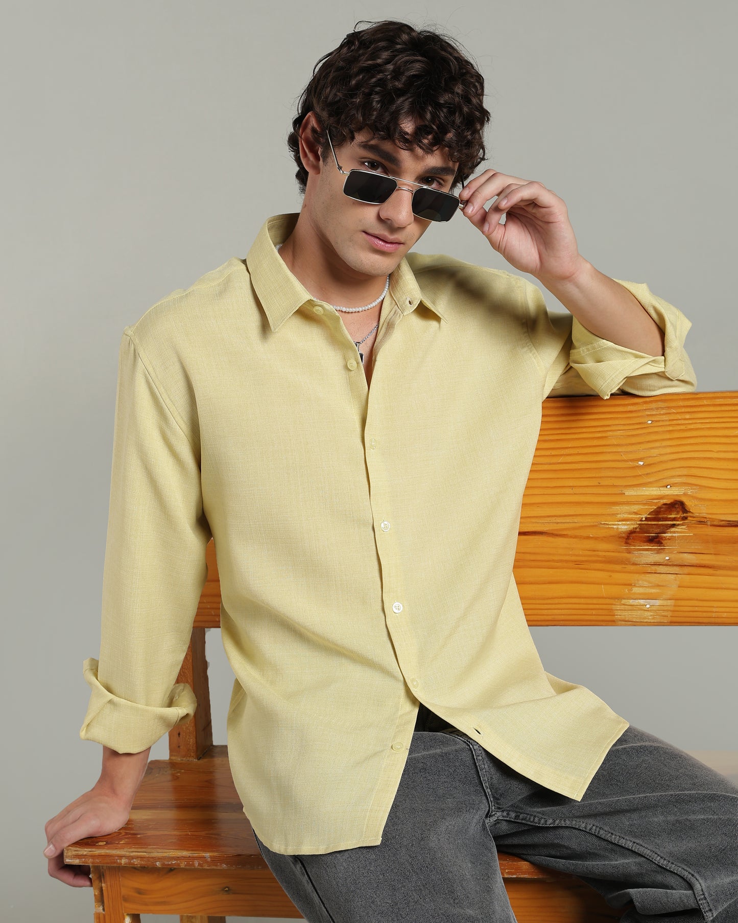 Lemon Yellow Textured Shirt
