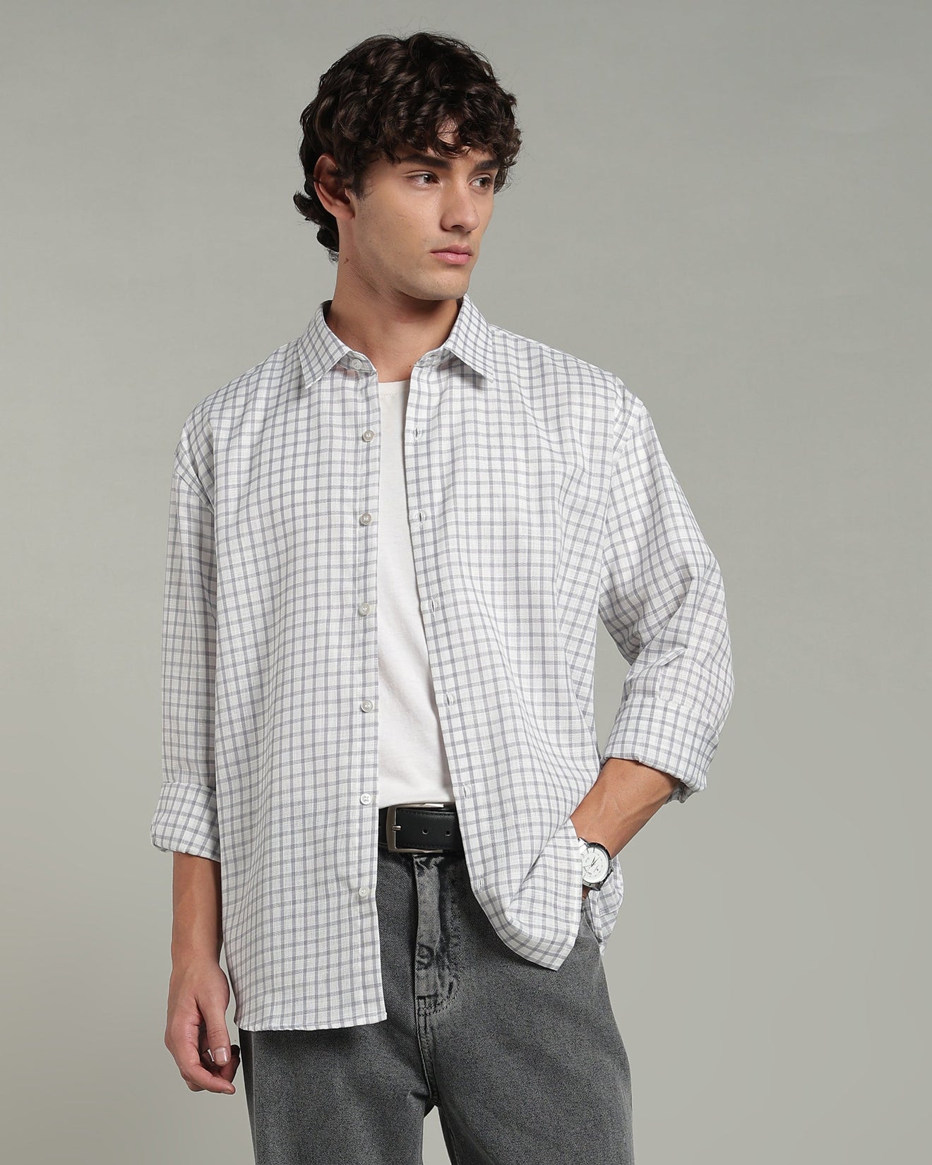 Slate Grey Checkered Shirt