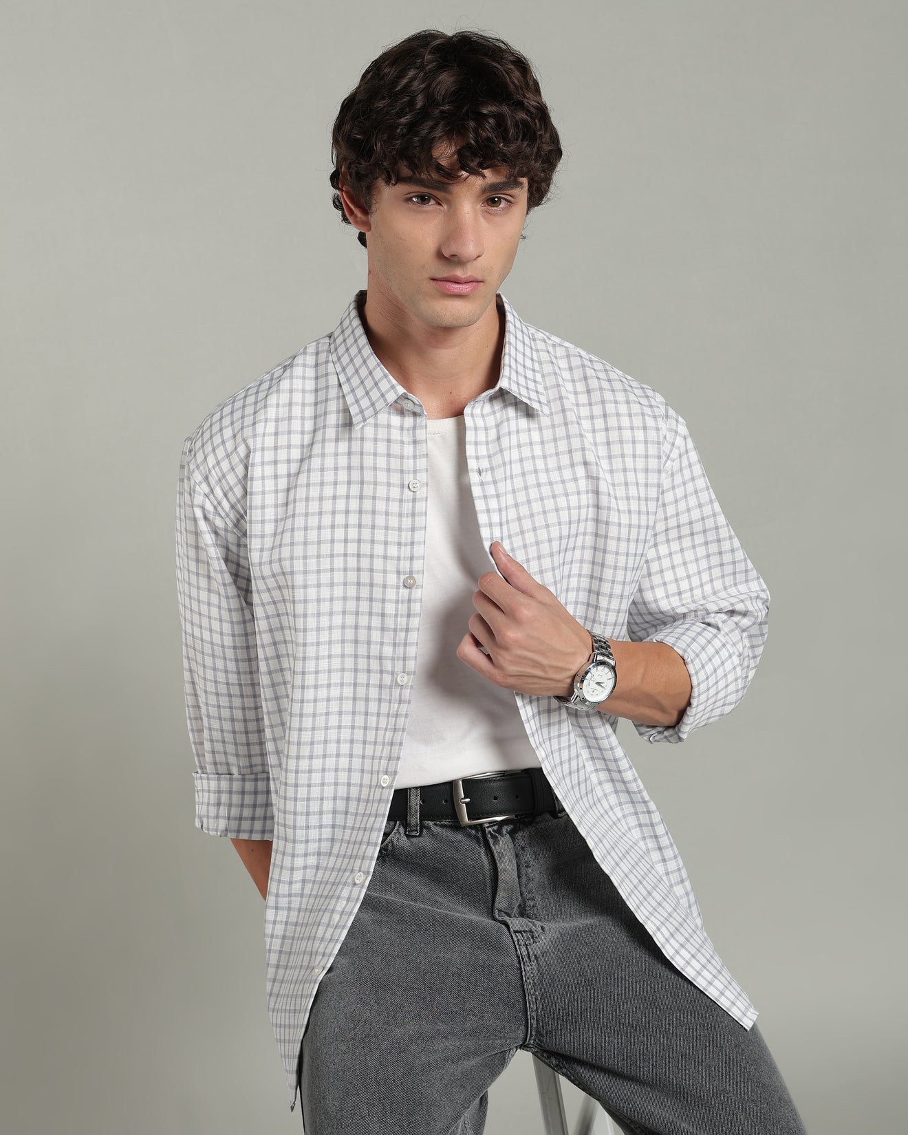 Slate Grey Checkered Shirt
