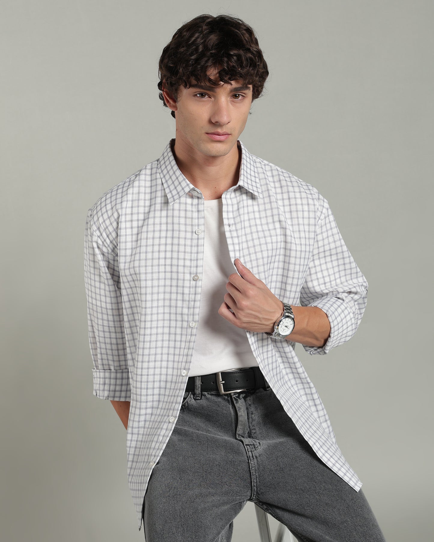 Slate Grey Checkered Shirt