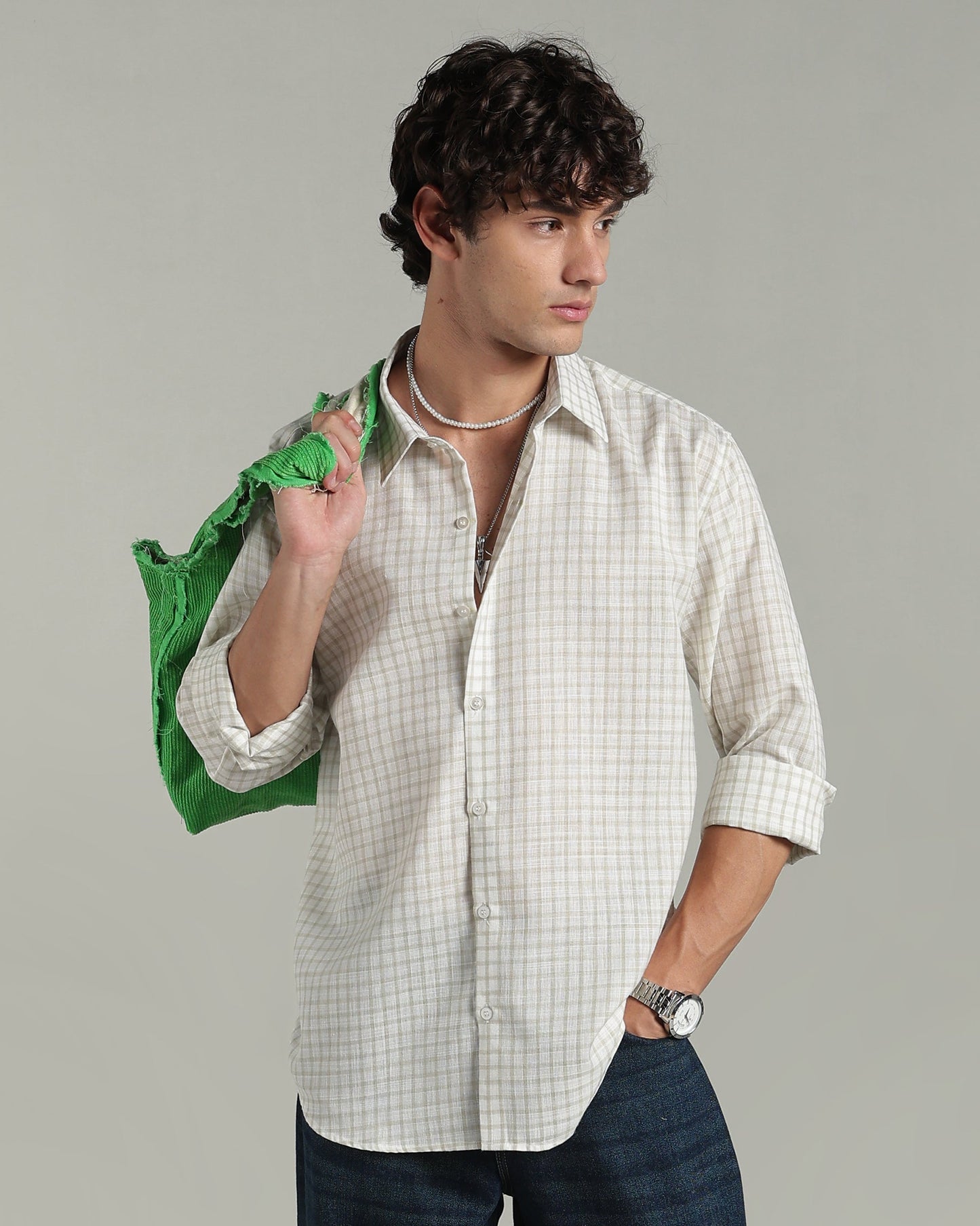 Toffee Beige Checkered Shirt