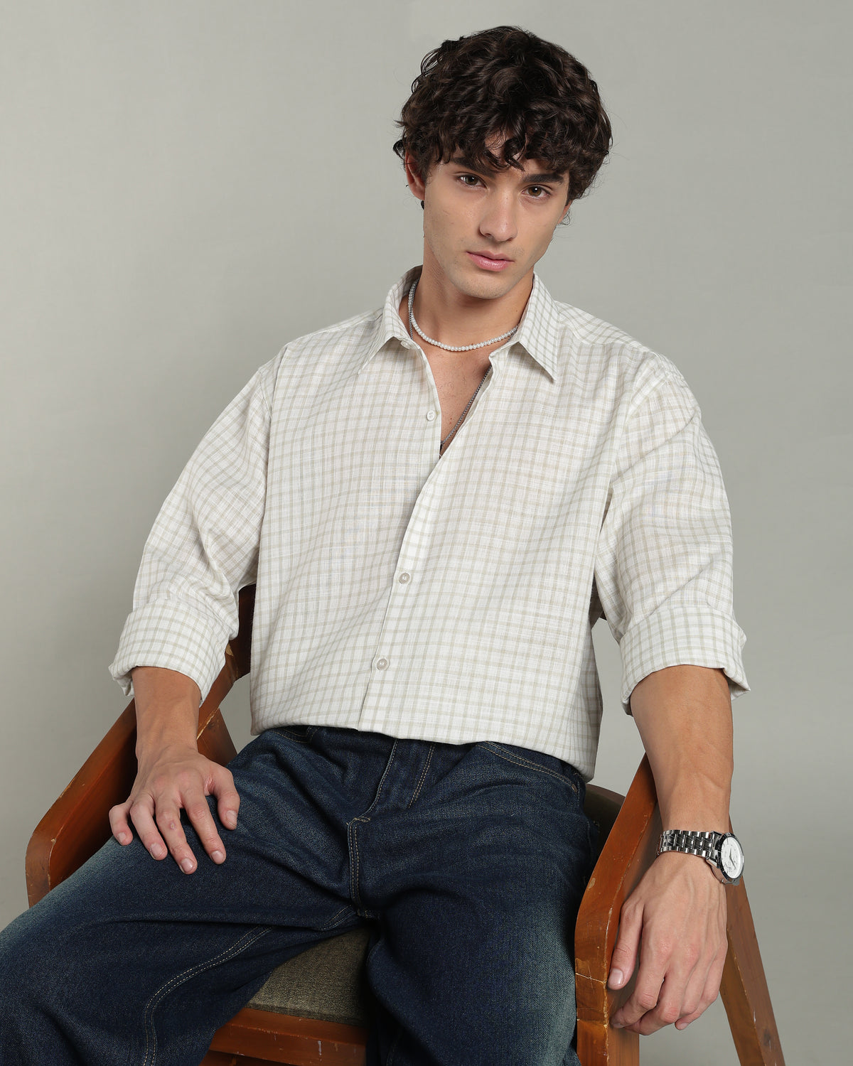 Toffee Beige Checkered Shirt