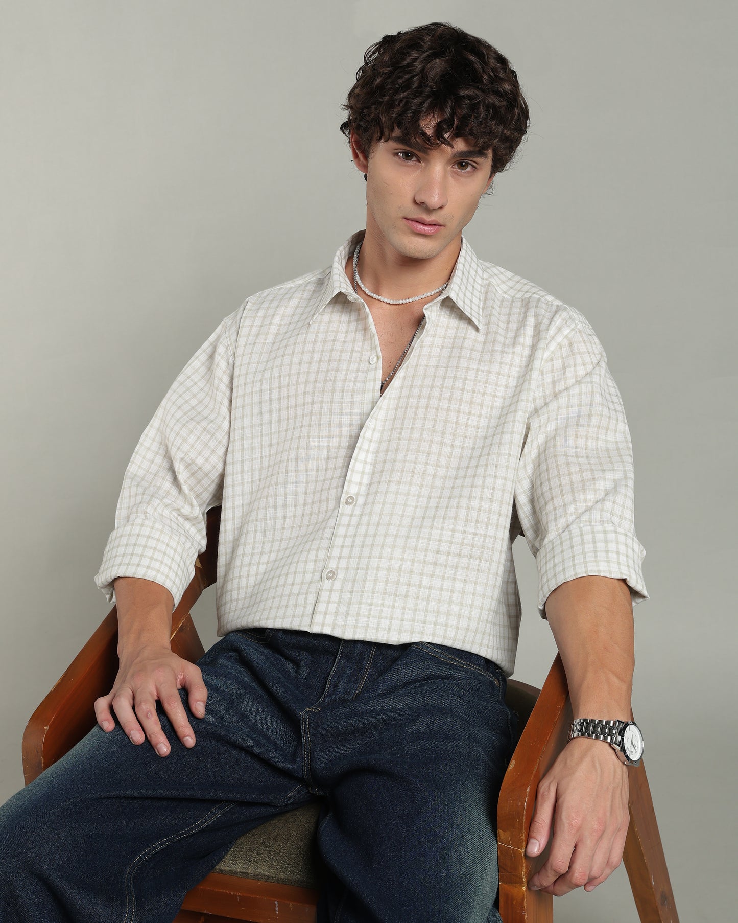Toffee Beige Checkered Shirt