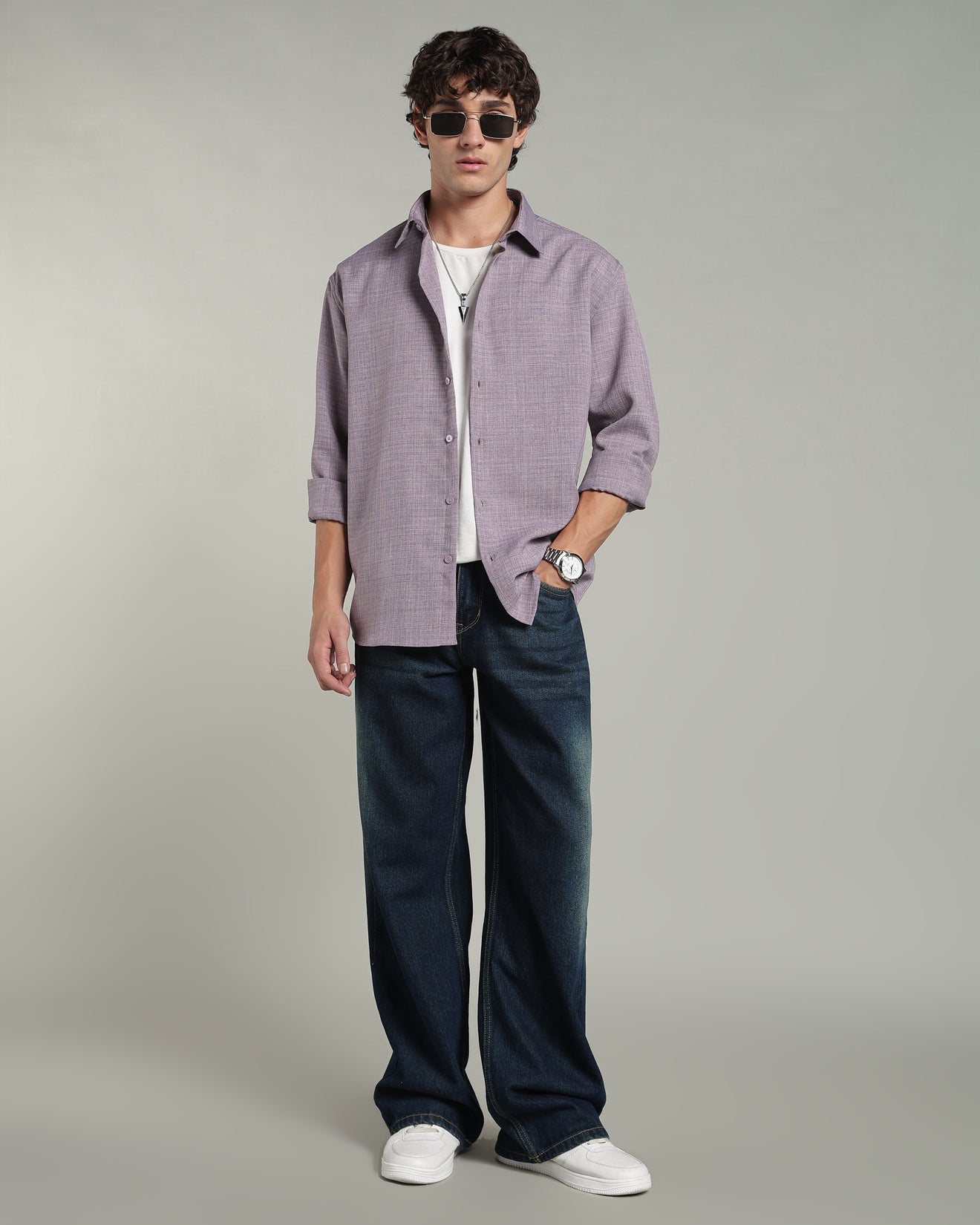 Ash Lavender Textured Shirt