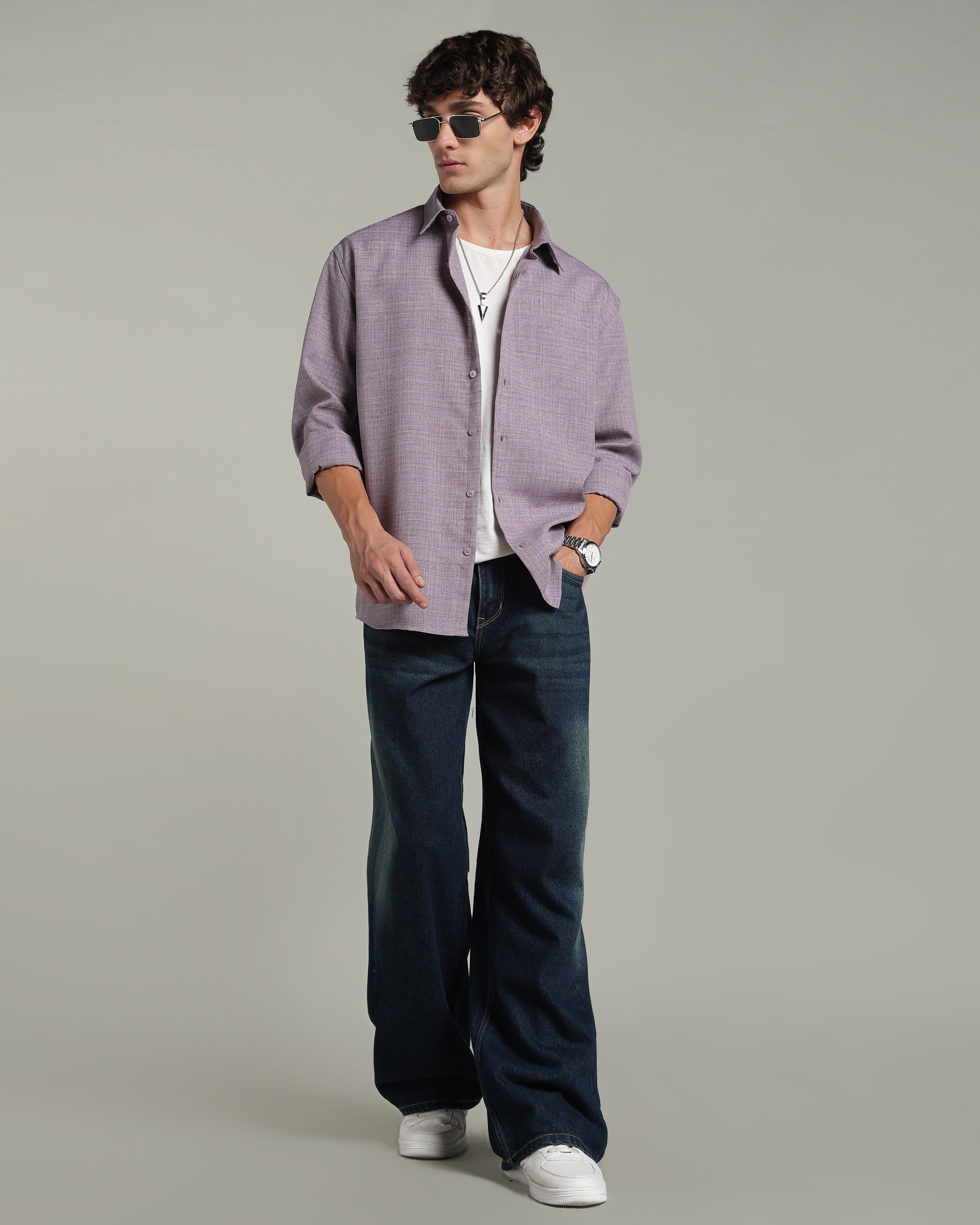Ash Lavender Textured Shirt