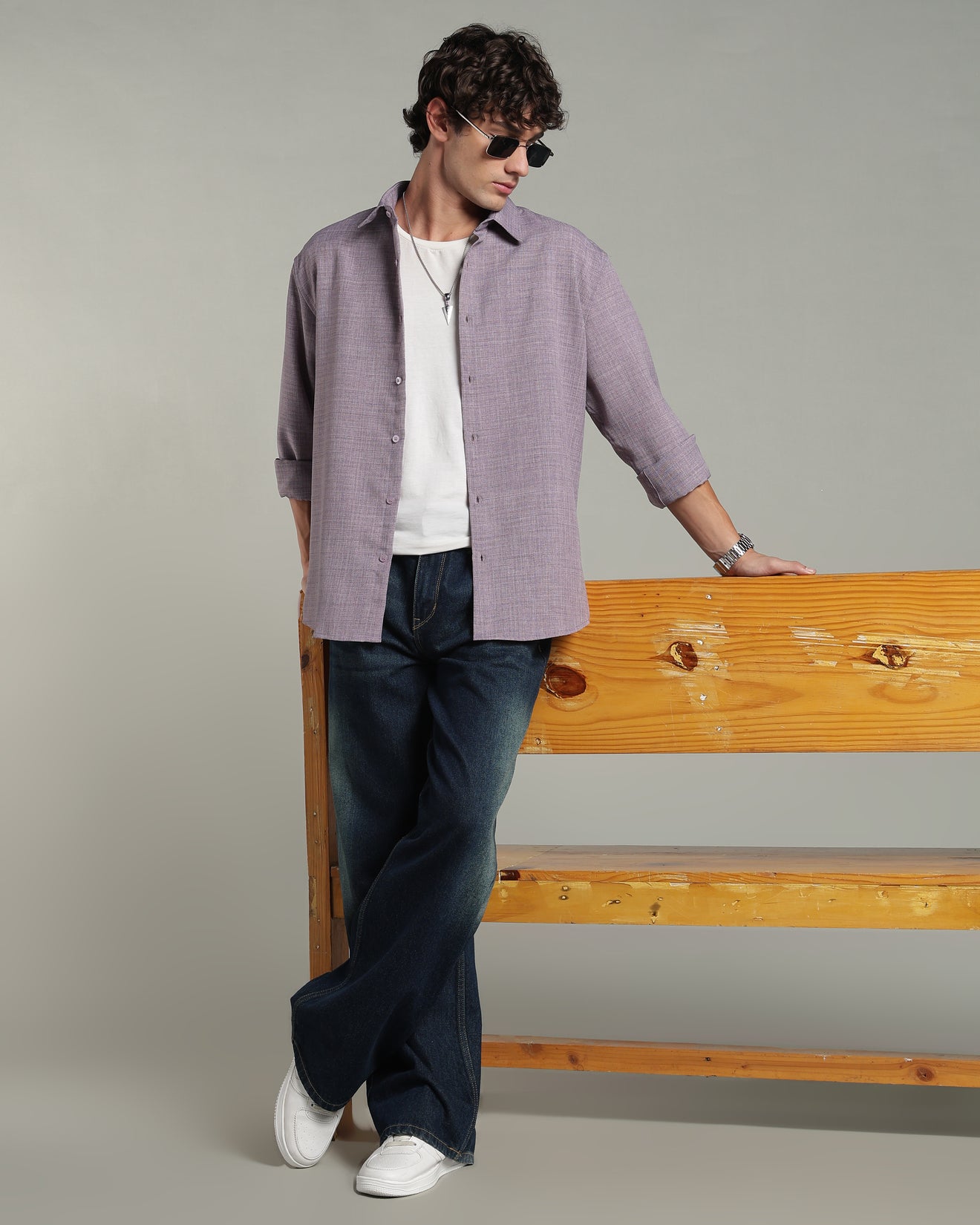 Ash Lavender Textured Shirt
