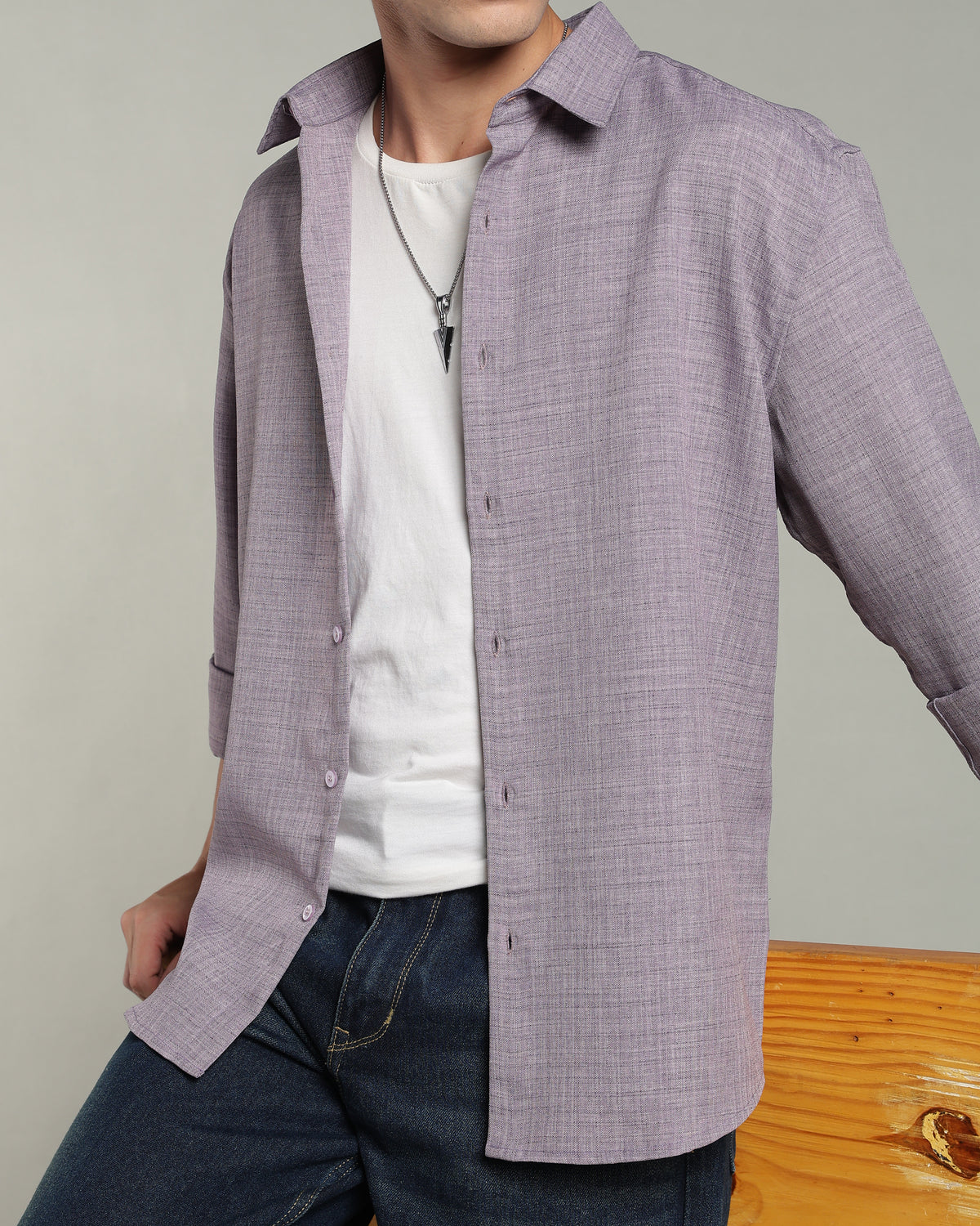 Ash Lavender Textured Shirt