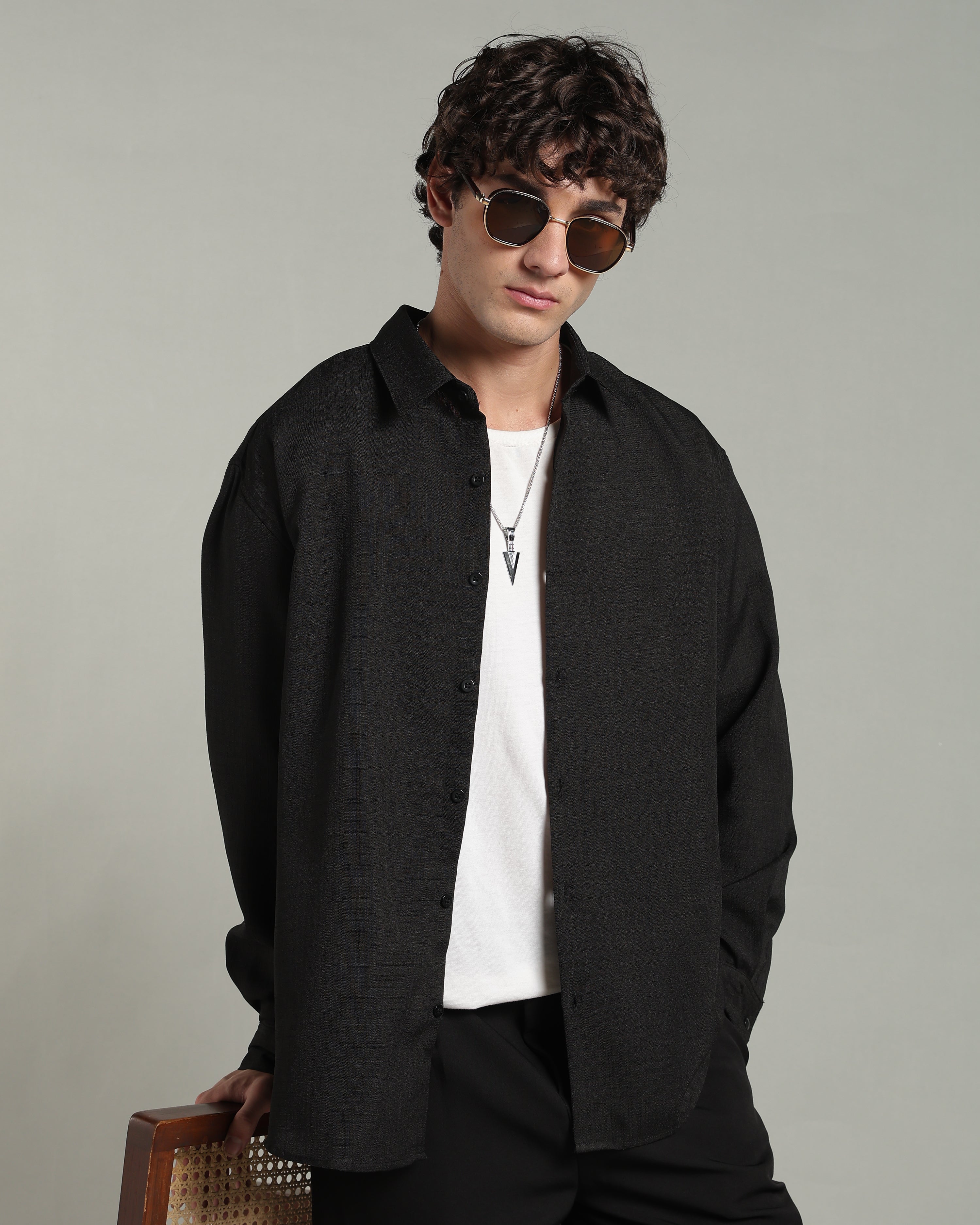 Onyx Black Textured Shirt