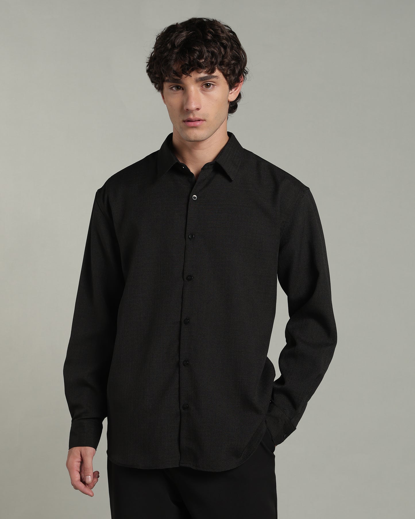 Onyx Black Textured Shirt