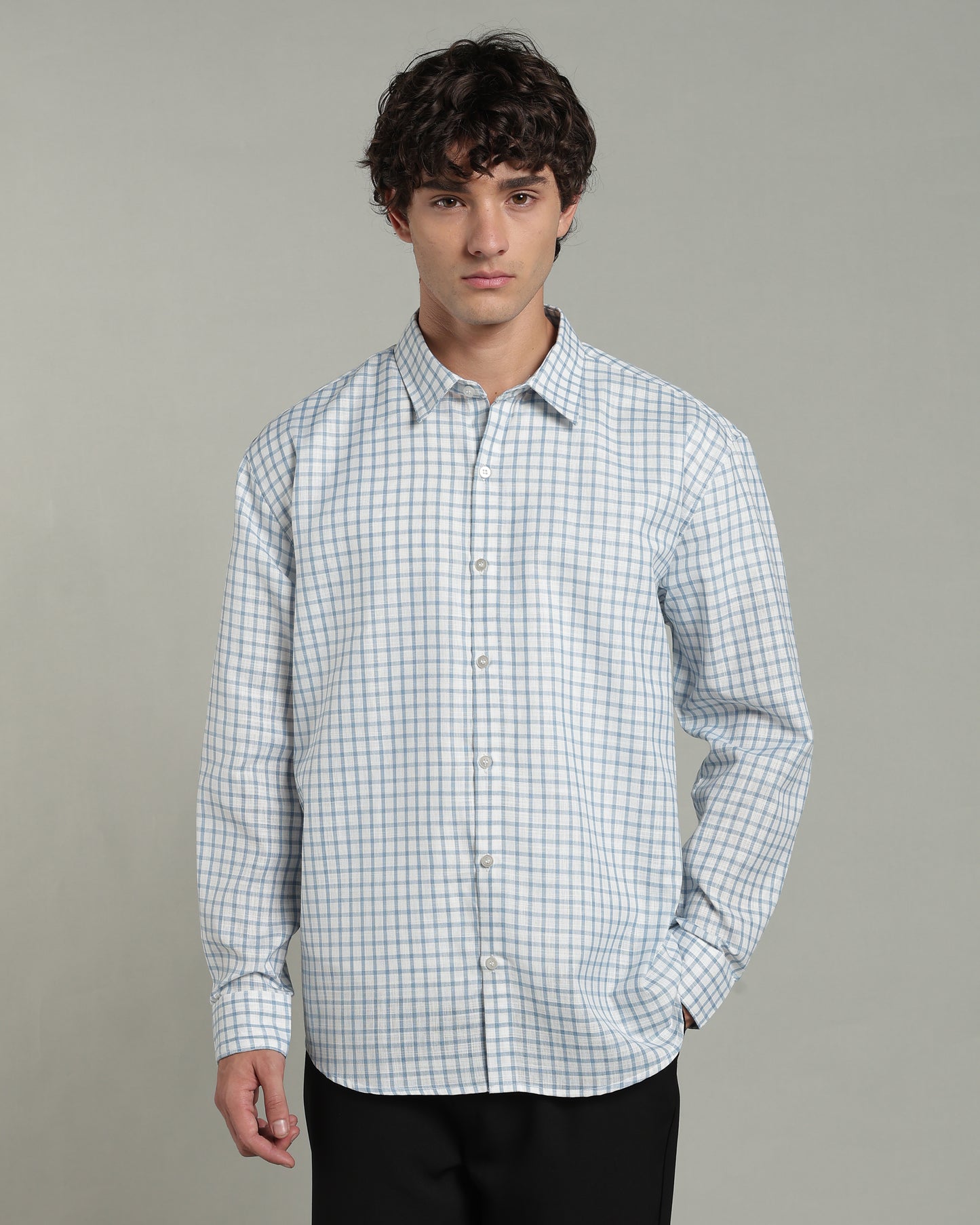 Iced Blue Checkered Shirt