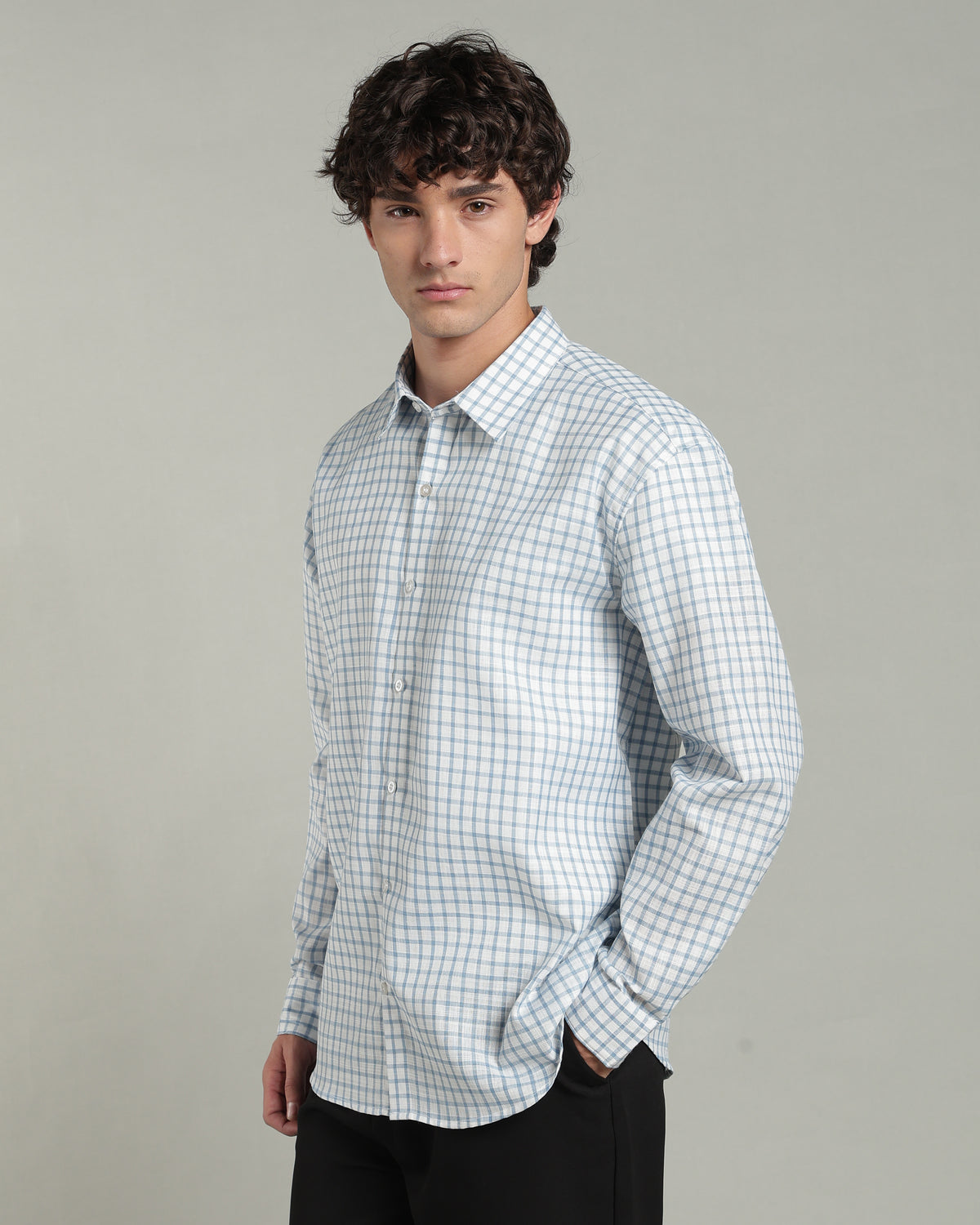 Iced Blue Checkered Shirt