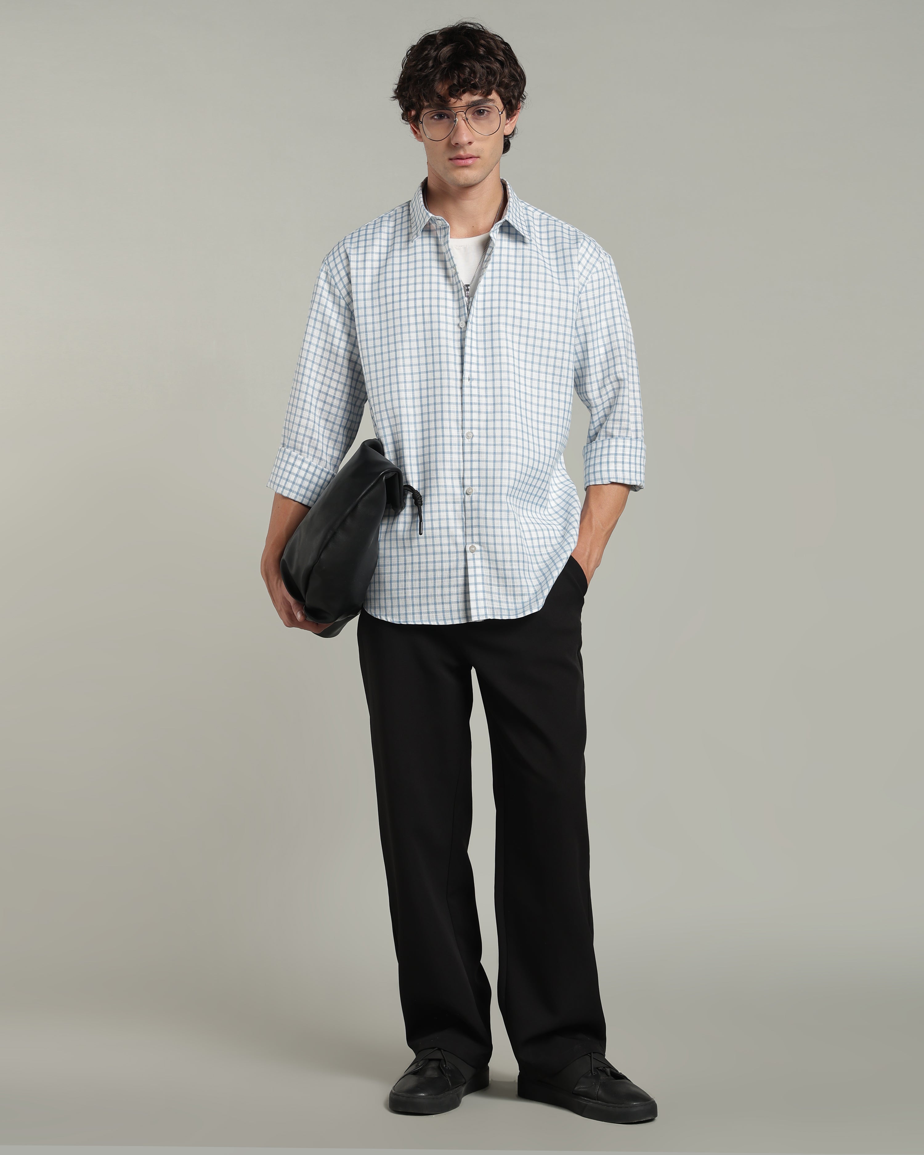 Iced Blue Checkered Shirt