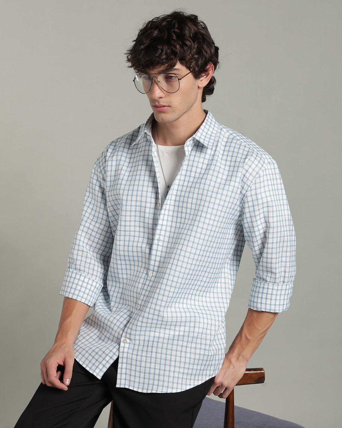 Iced Blue Checkered Shirt