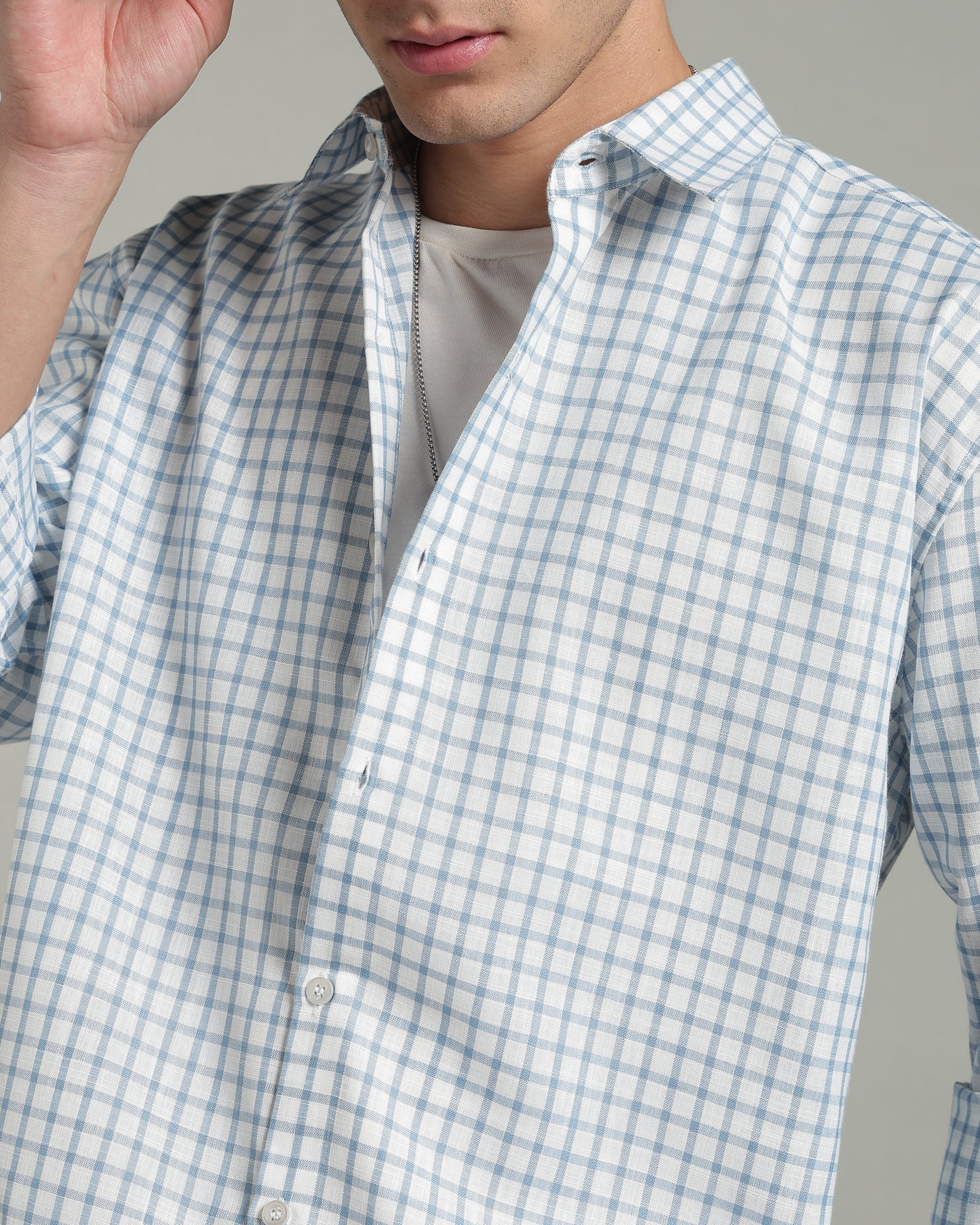 Iced Blue Checkered Shirt