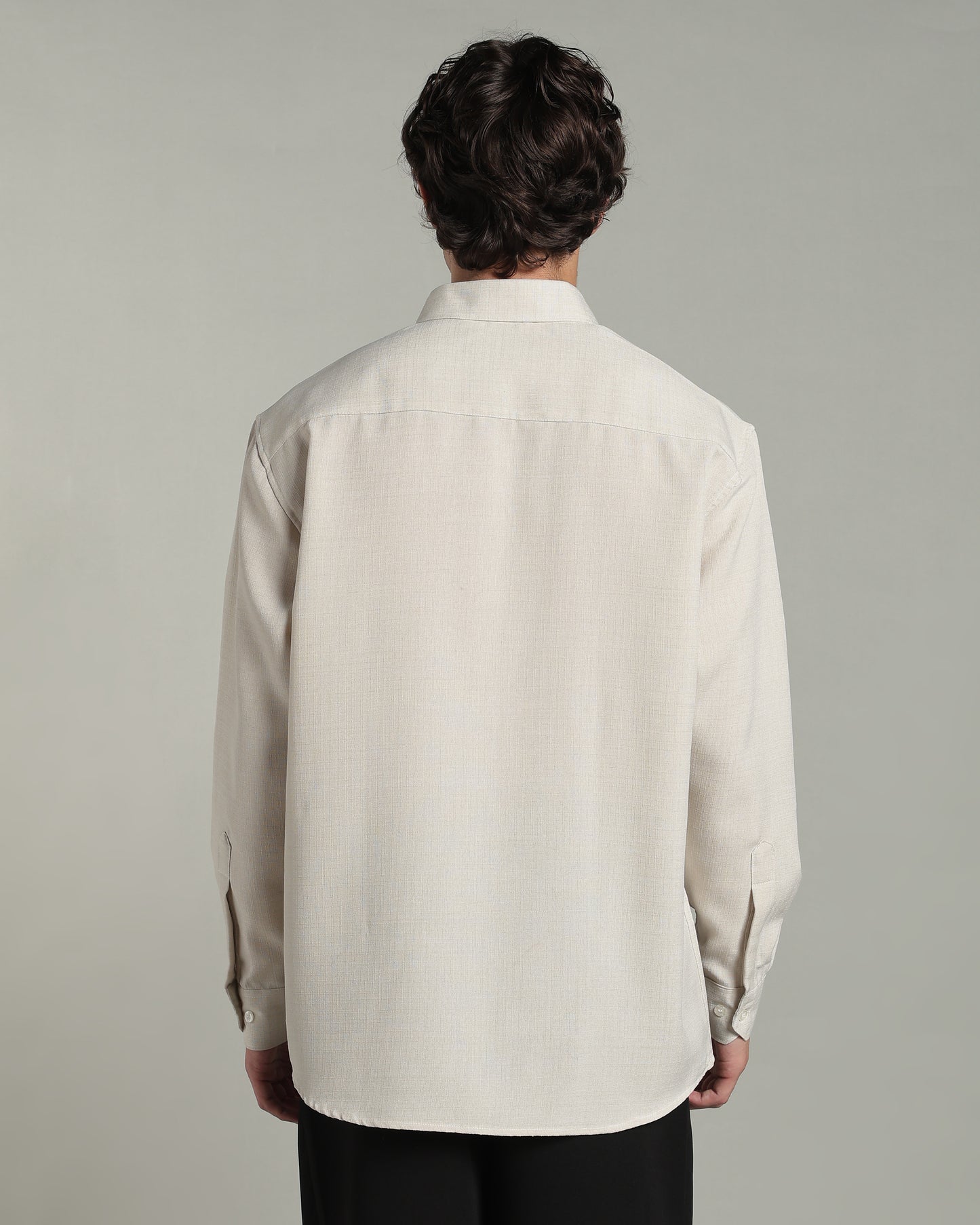 Ecru Beige Textured Shirt