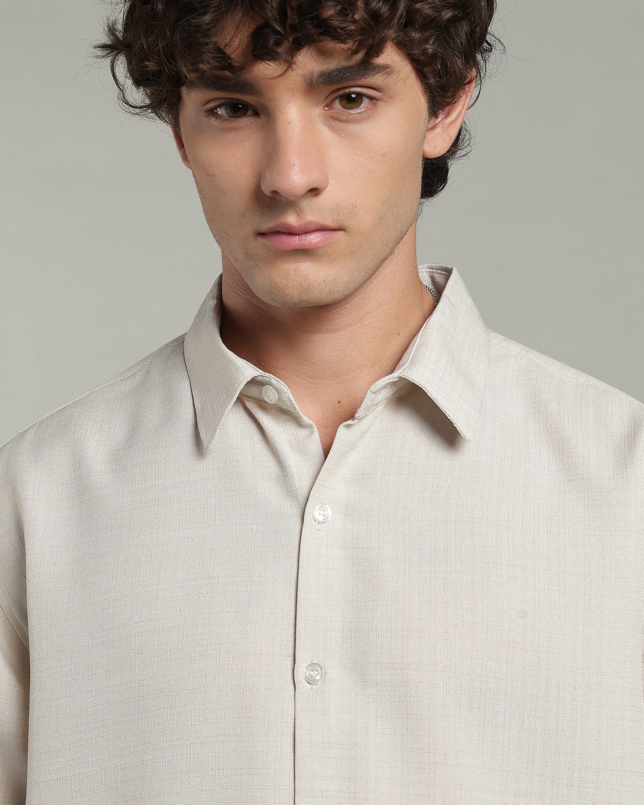 Ecru Beige Textured Shirt