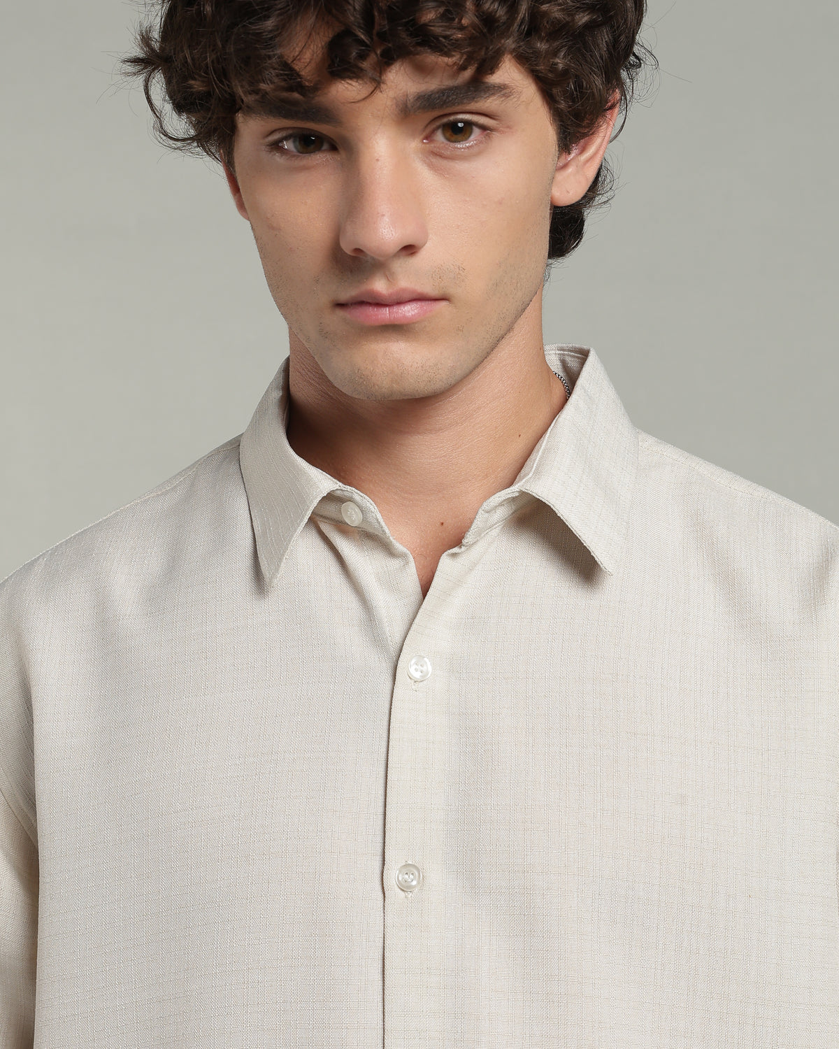 Ecru Beige Textured Shirt