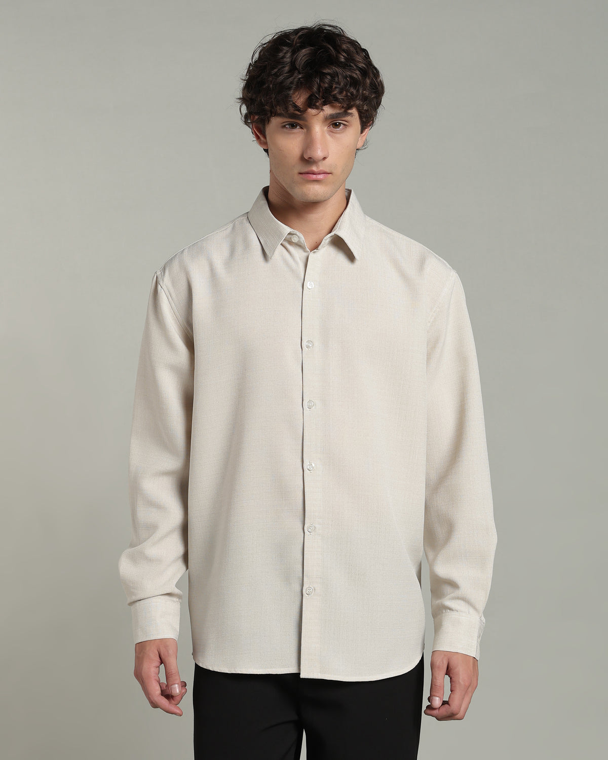 Ecru Beige Textured Shirt
