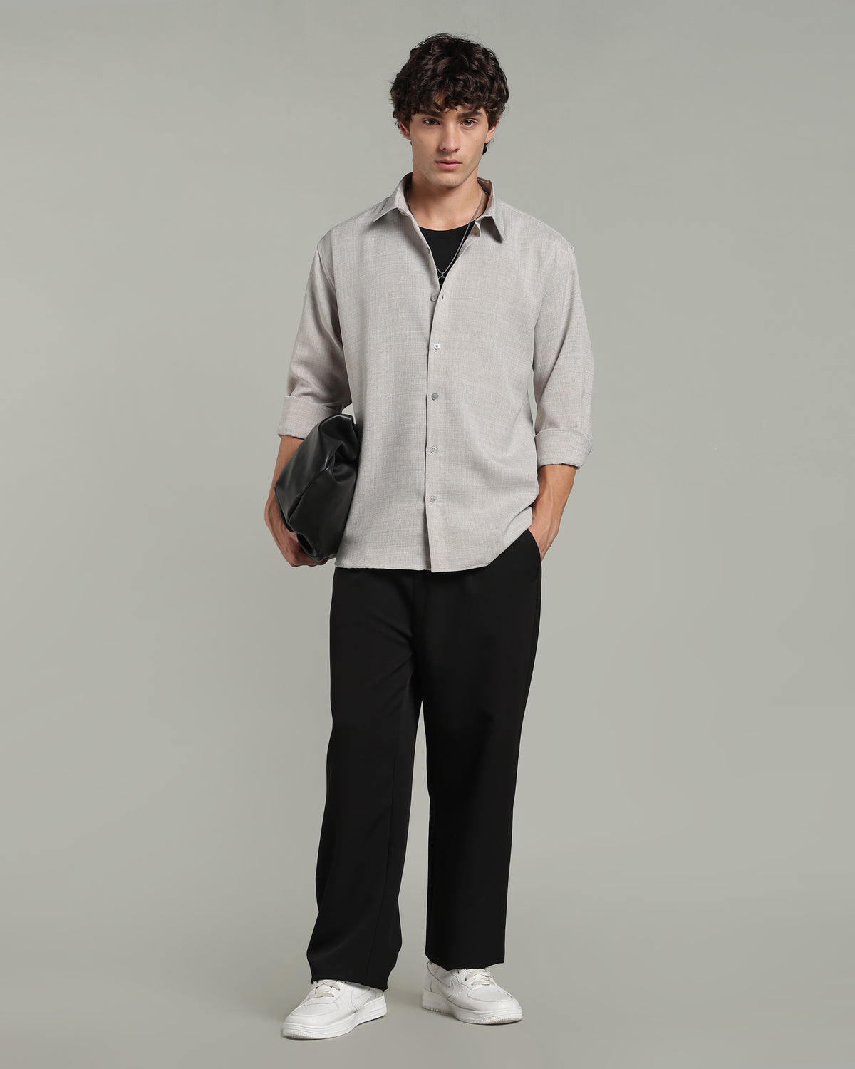 Smoke Grey Textured Shirt