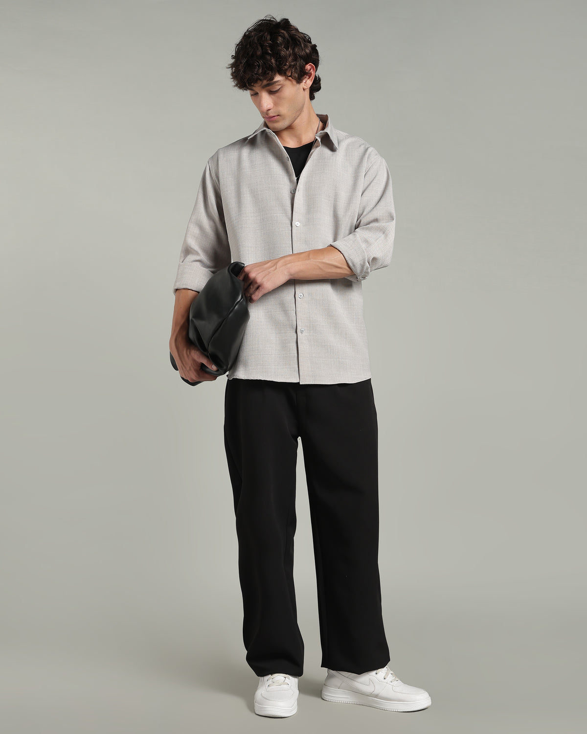 Smoke Grey Textured Shirt
