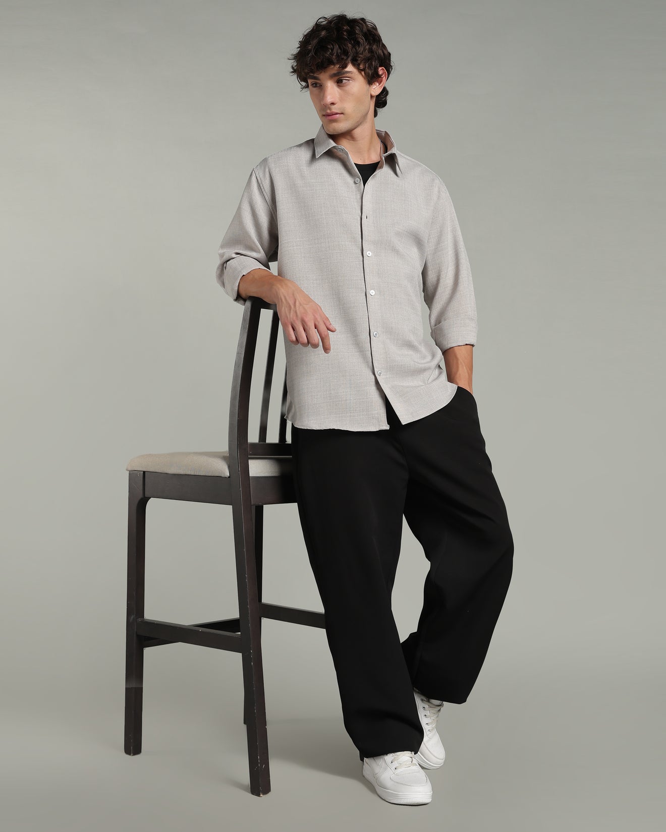 Smoke Grey Textured Shirt
