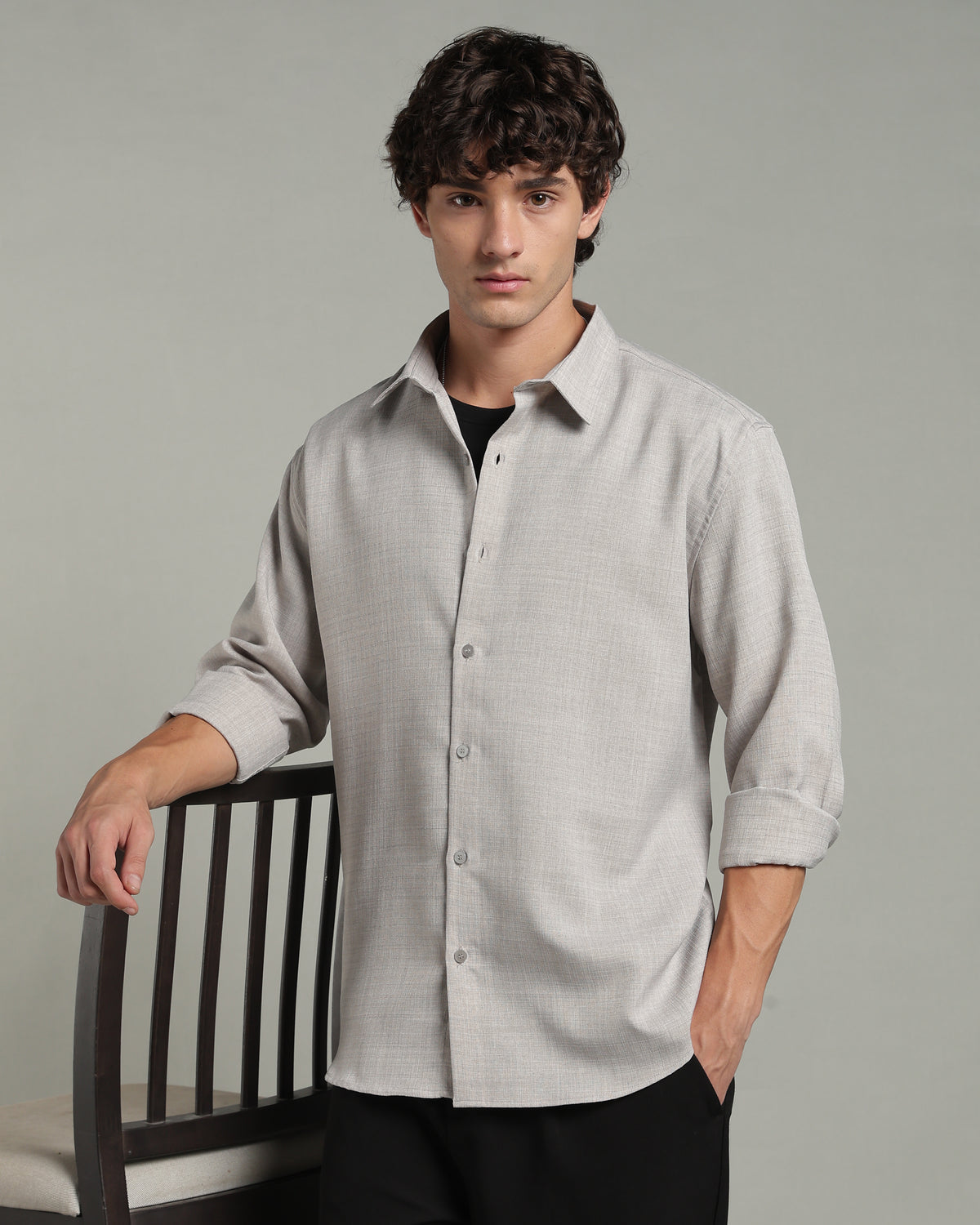 Smoke Grey Textured Shirt