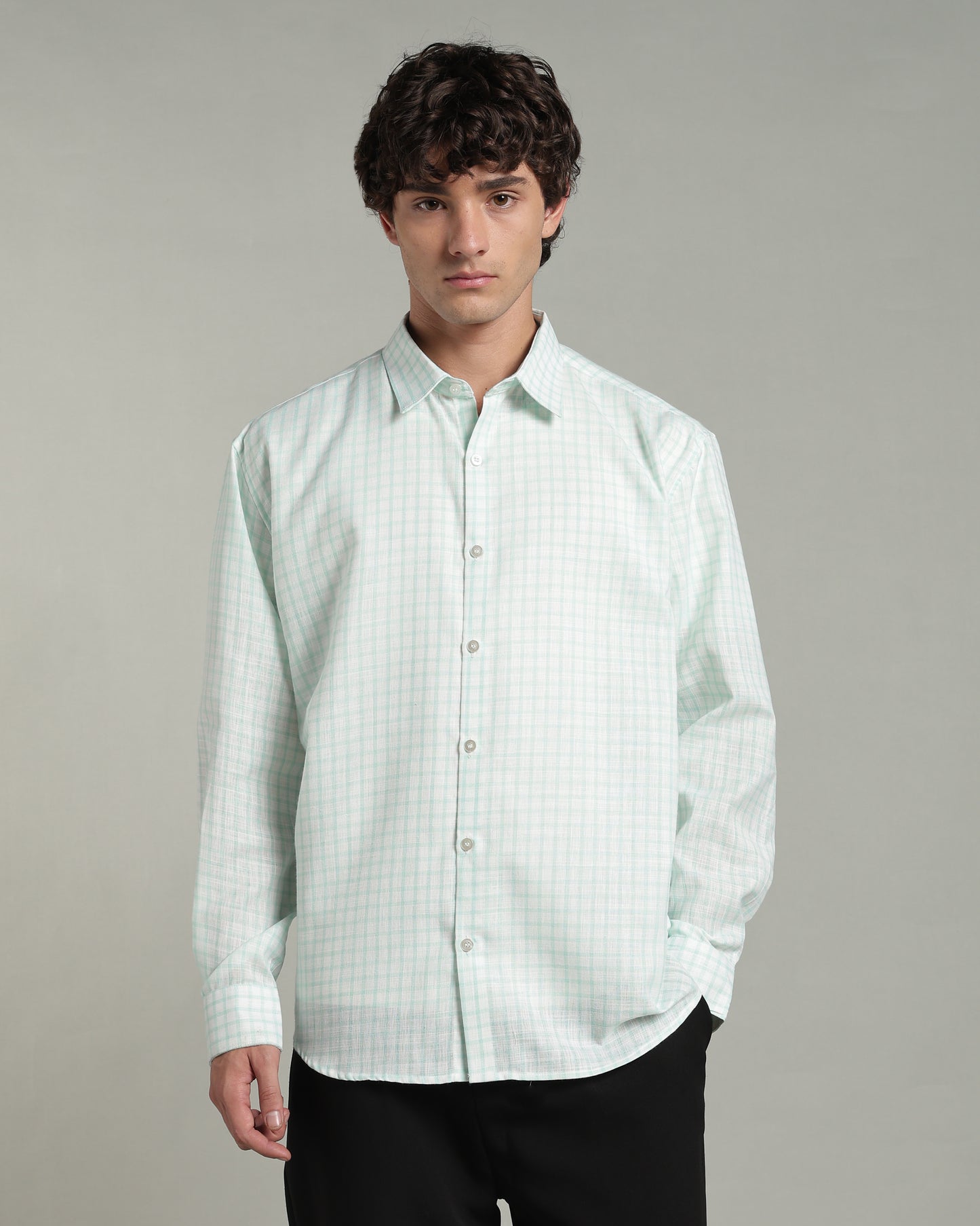 Mint Green Checkered Shirt