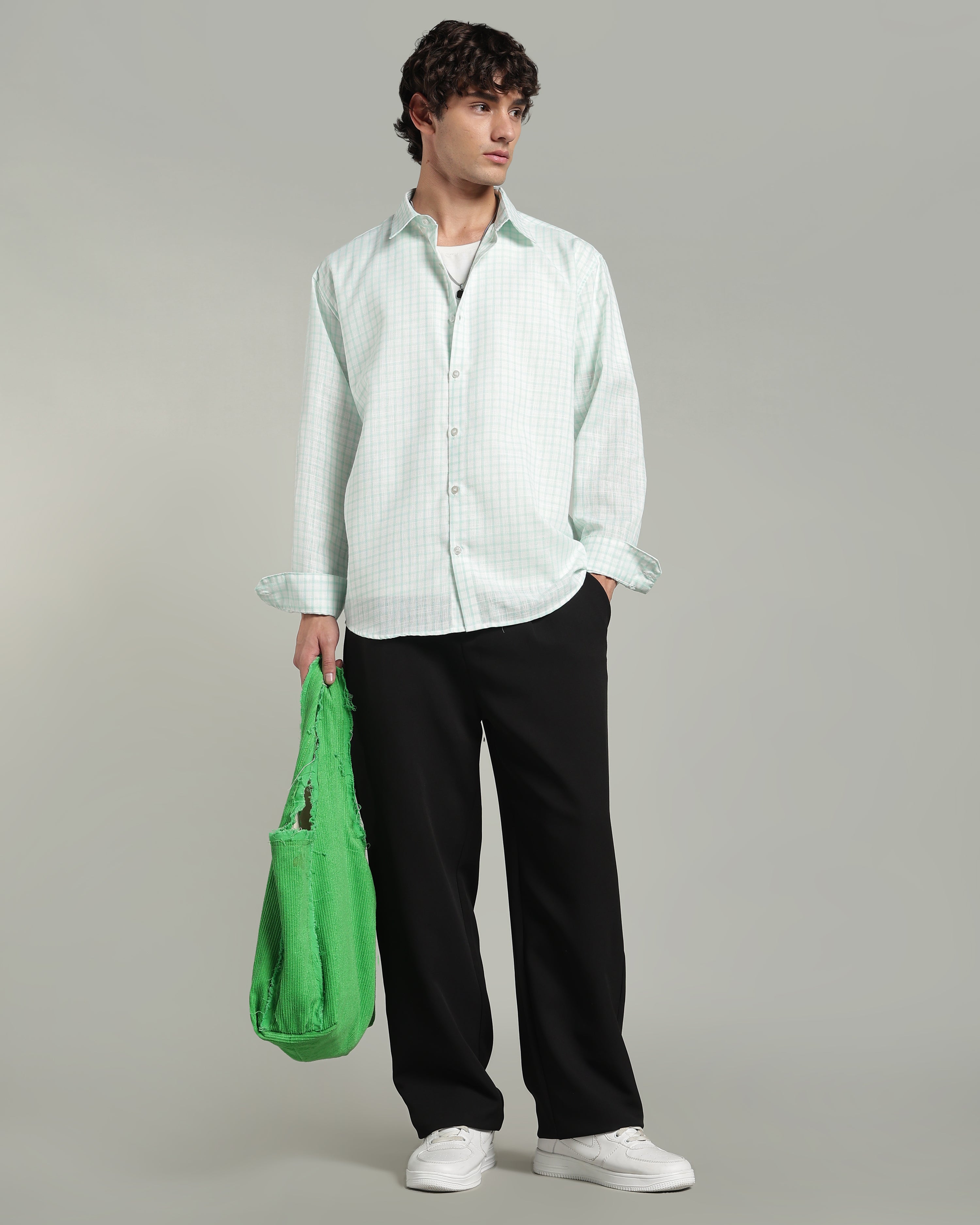 Mint Green Checkered Shirt