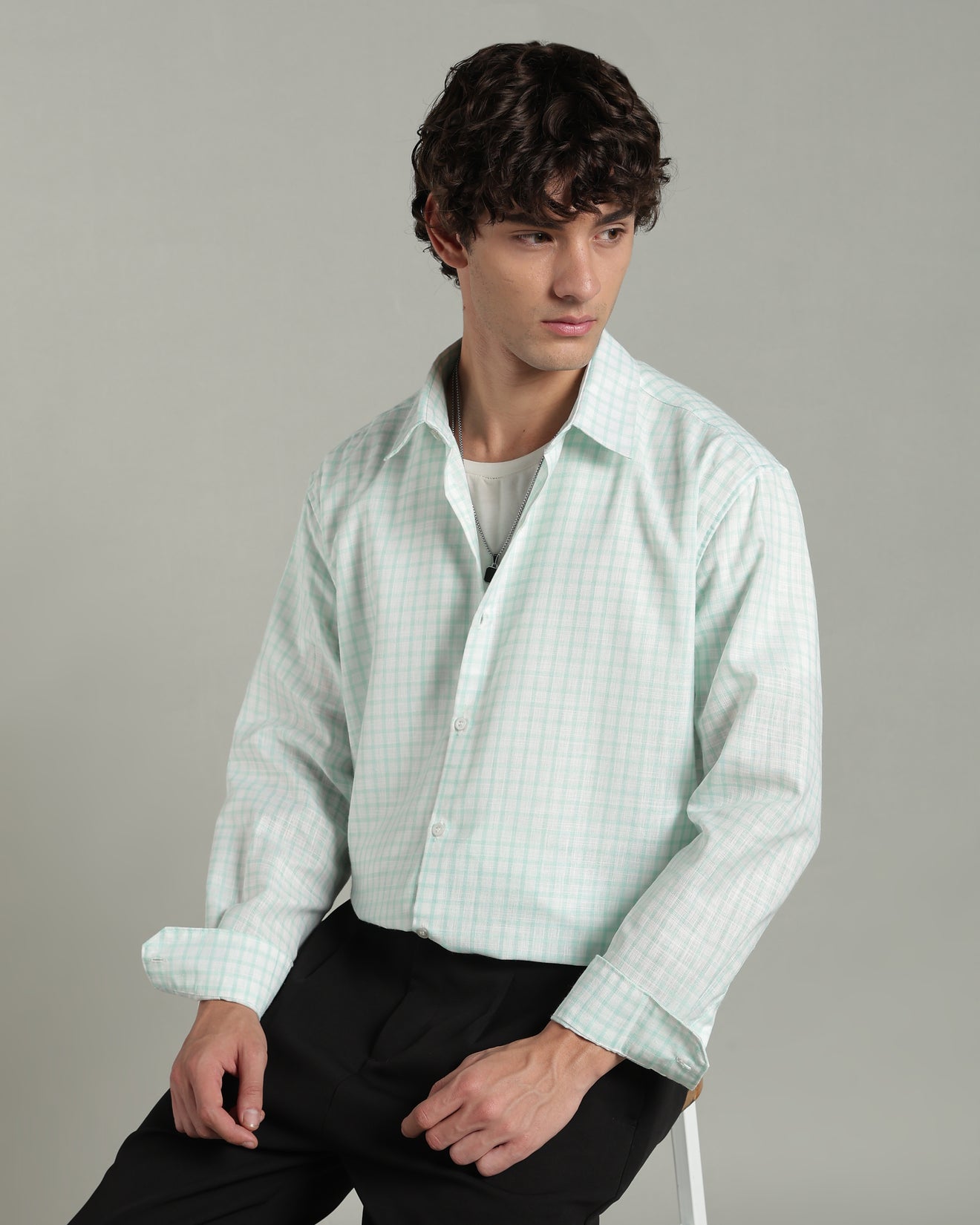 Mint Green Checkered Shirt