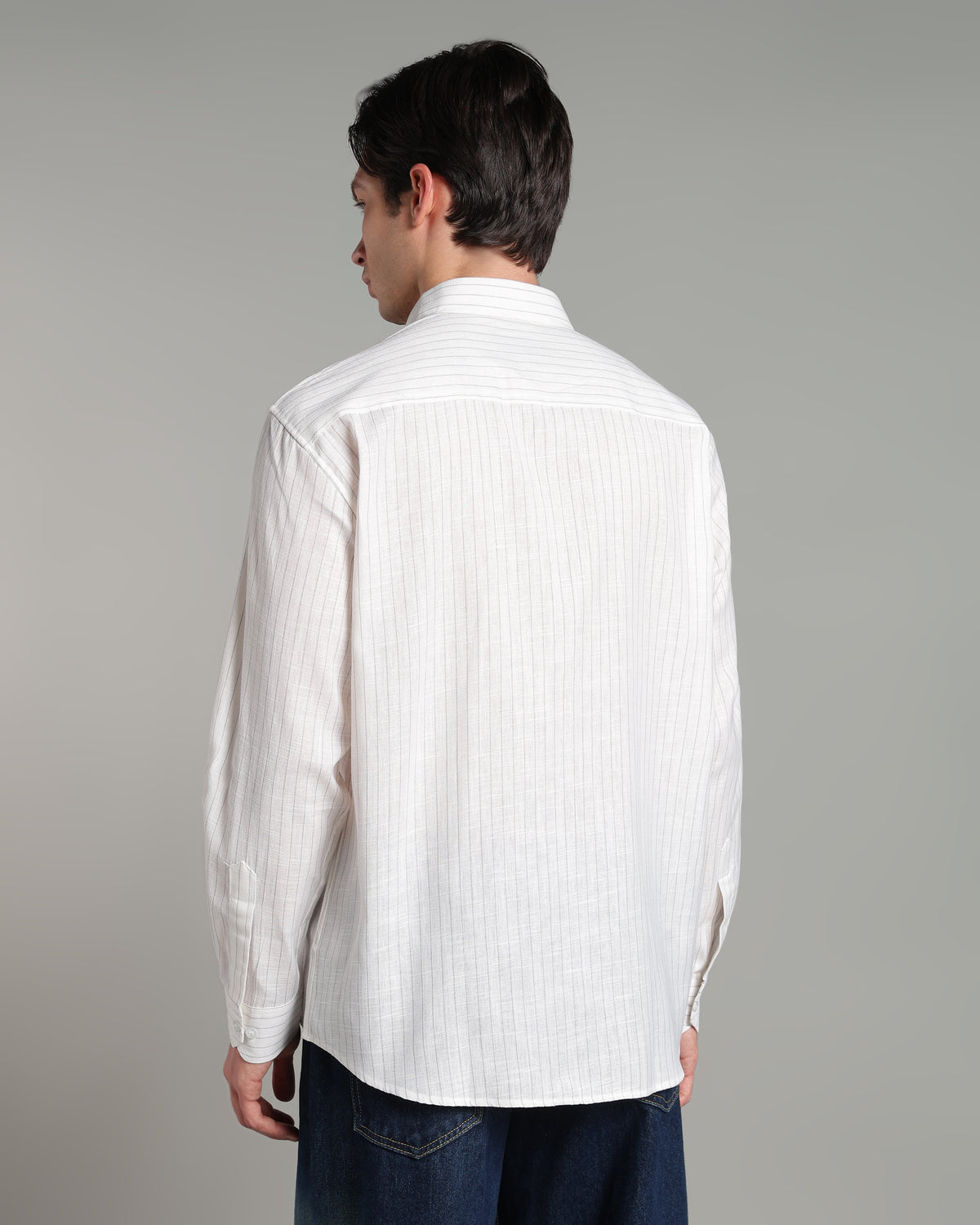 Ash White Linen Striped Shirt