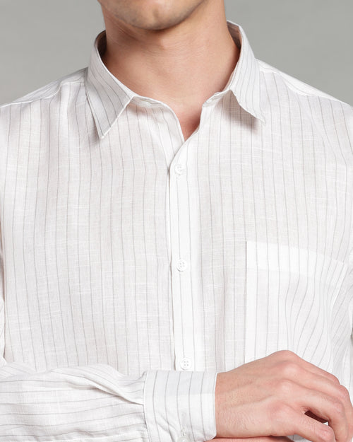 Ash White Linen Striped Shirt