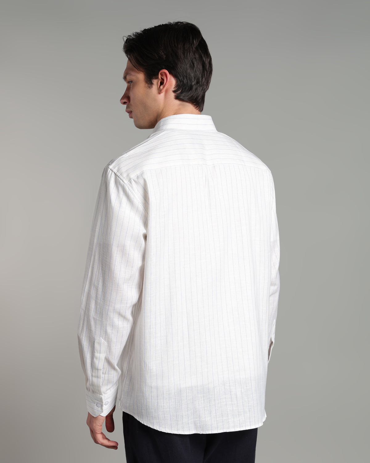 Ice White Linen Striped Shirt